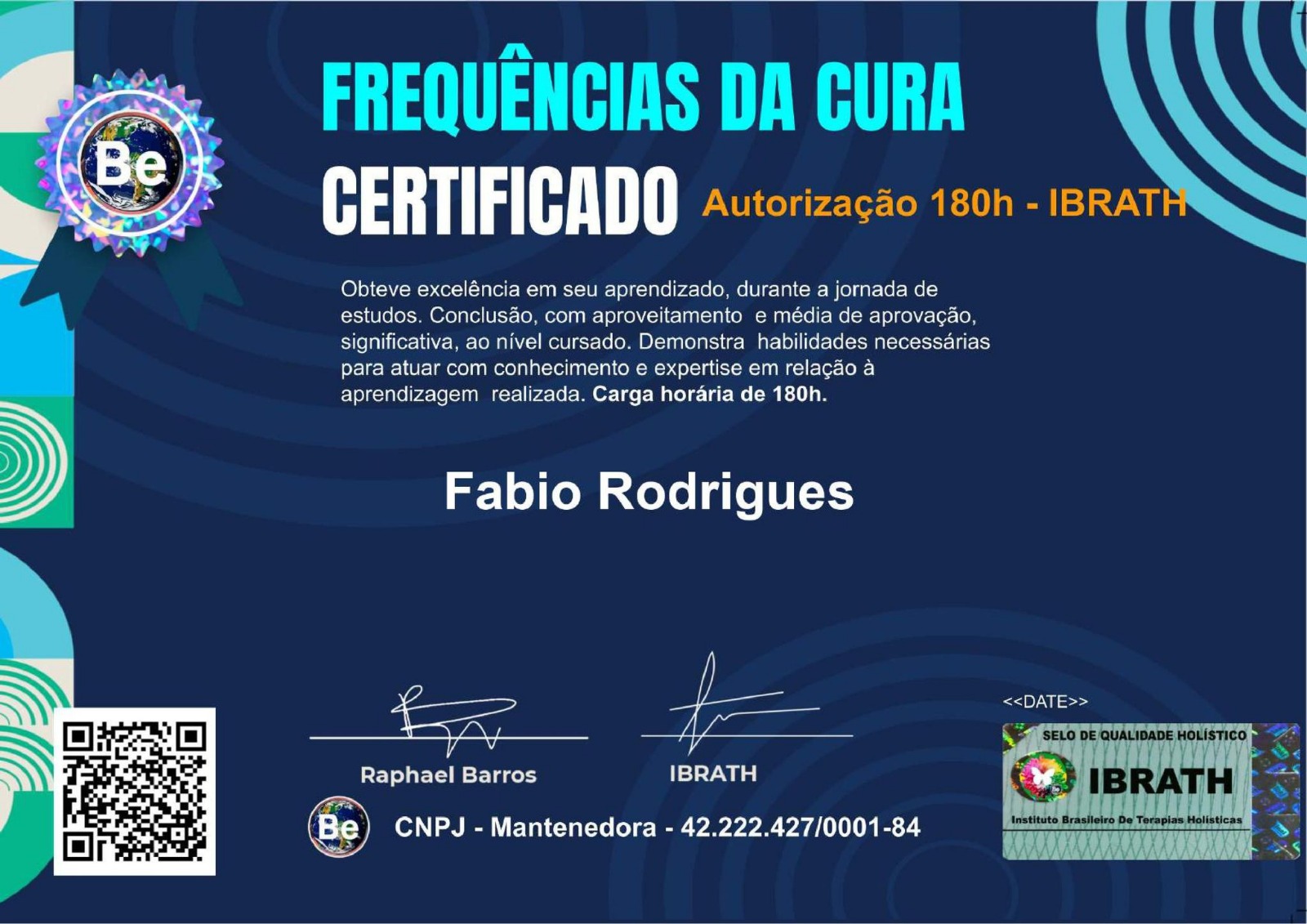 Certificado Frenquencia de Cura